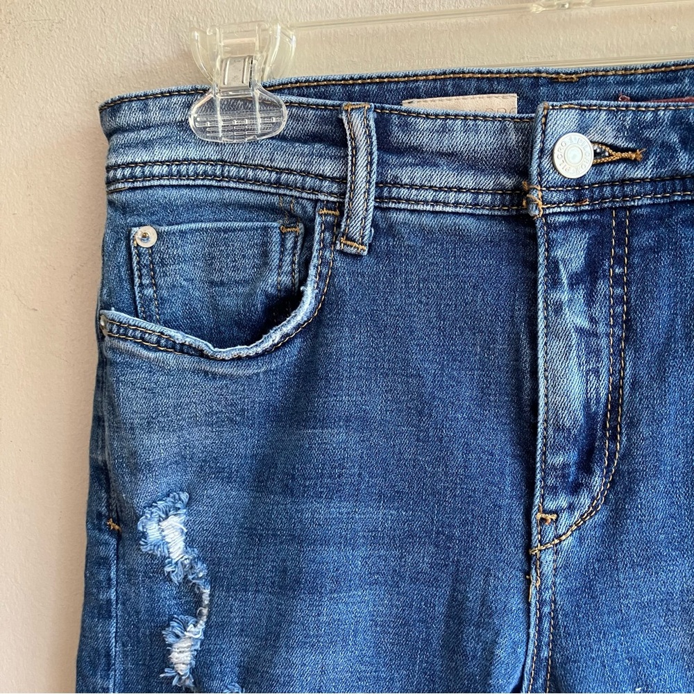 Anthropologie Pilcro Mid Rise Slim Boyfriend Crop Jeans Size 27 Distressed Denim - Picture 6 of 14